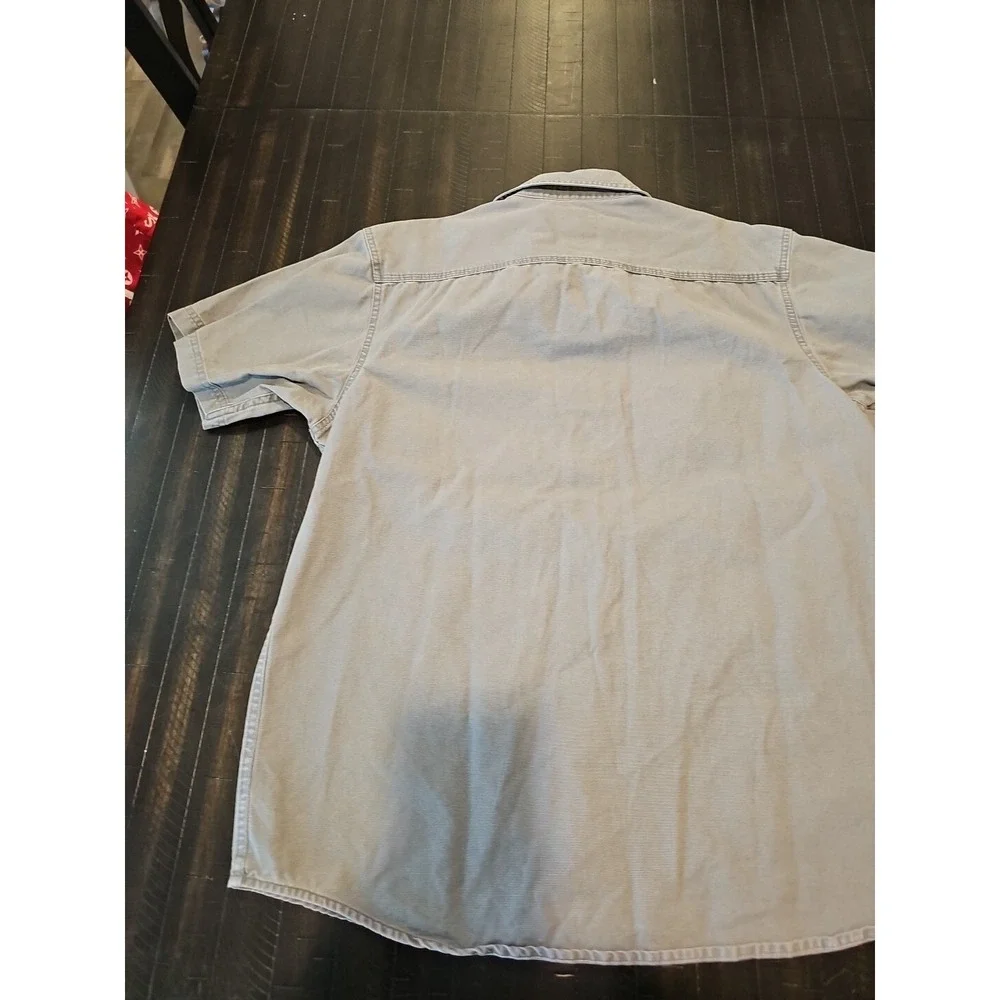 Red Head Men's Gray Button Up Short Sleeve Shirt Pockets Size Regular‎ Large